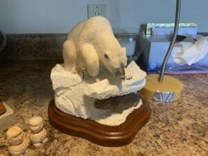 Wooden Polar Bear Carved by Thomas Whitton won first place at the Darke County Fair.